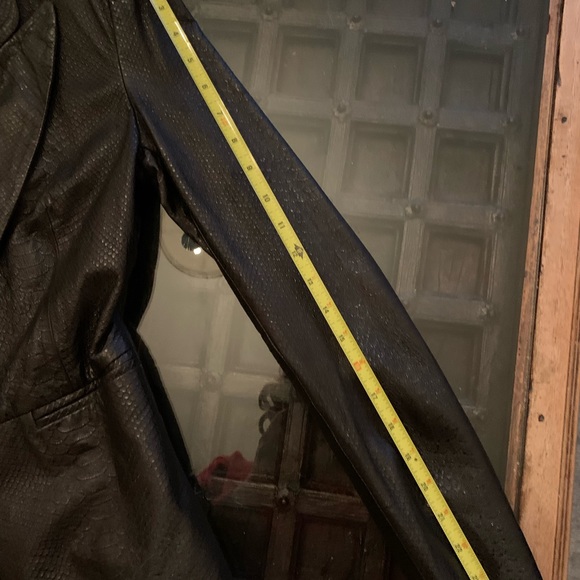 Rachel Zoe black 100% python-embossed leather slim blazer - Picture 13 of 16